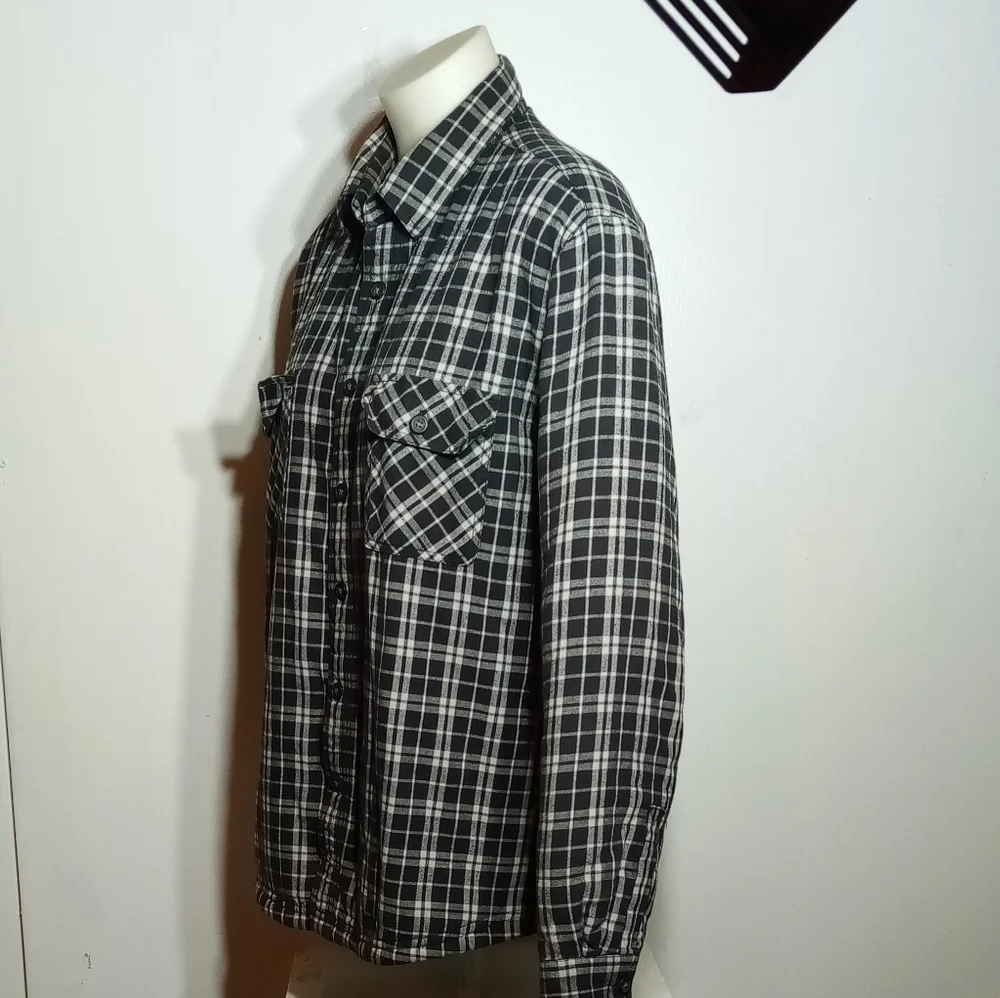 Club Room Men's Black White Shirt Jacket size LG
